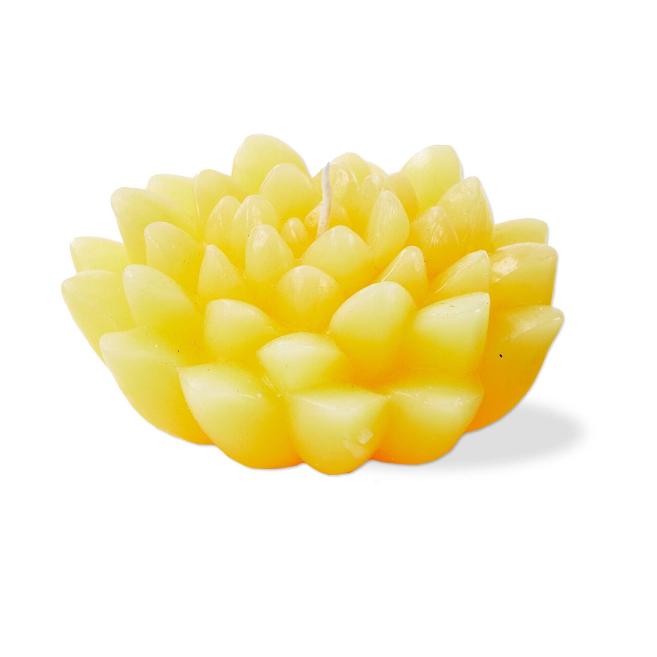 Blossom Flower Shaped Novelty Paraffin Wax Candle Yellow Burn Time 2.5 hours